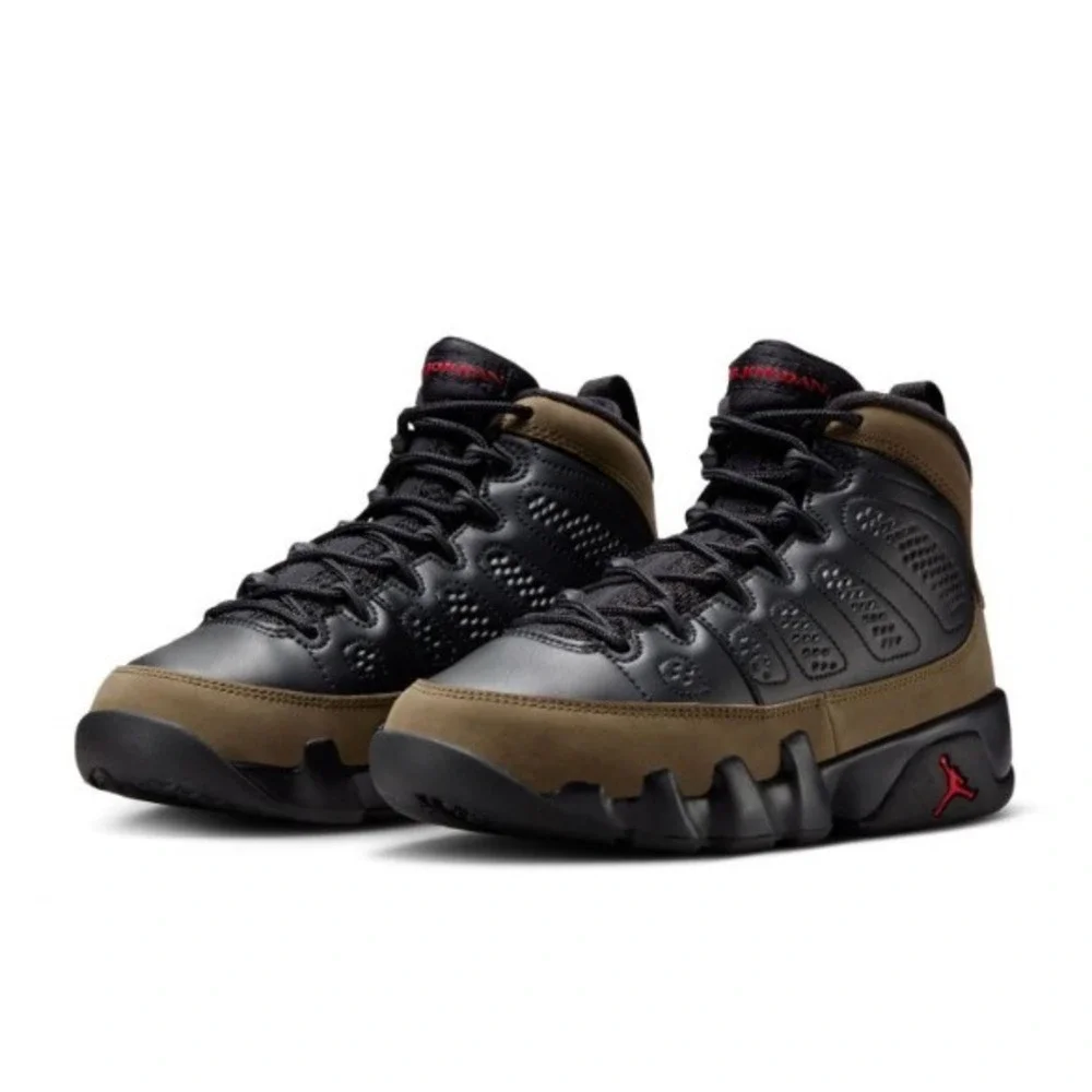 Nike Air Jordan 9 Retro GS Black/Olive Kids HV4574 030 - Size 7Y